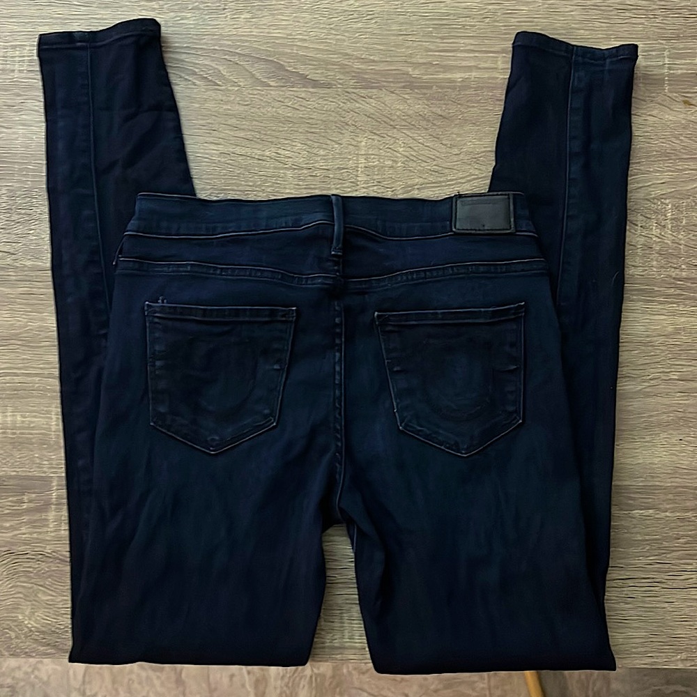 TRUE RELIGION 28x28 stretch skinny moto low-rise jeans